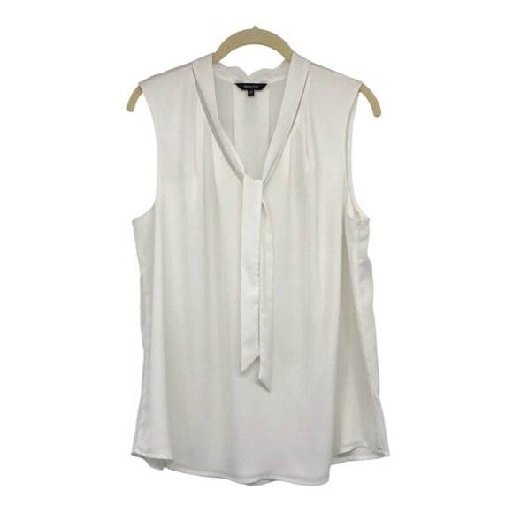 RW&Co White tied V-Neck sleevless blouse LG office capsule wardrobe Large - Picture 16 of 16
